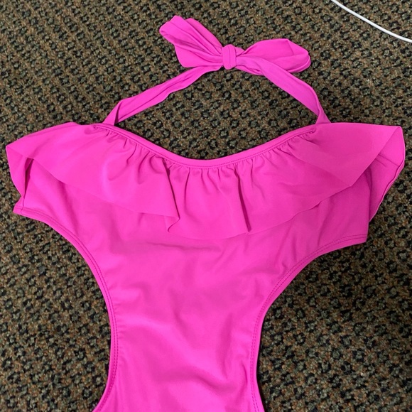 Pink Ruffled One Piece SwimSuit - Picture 6 of 13